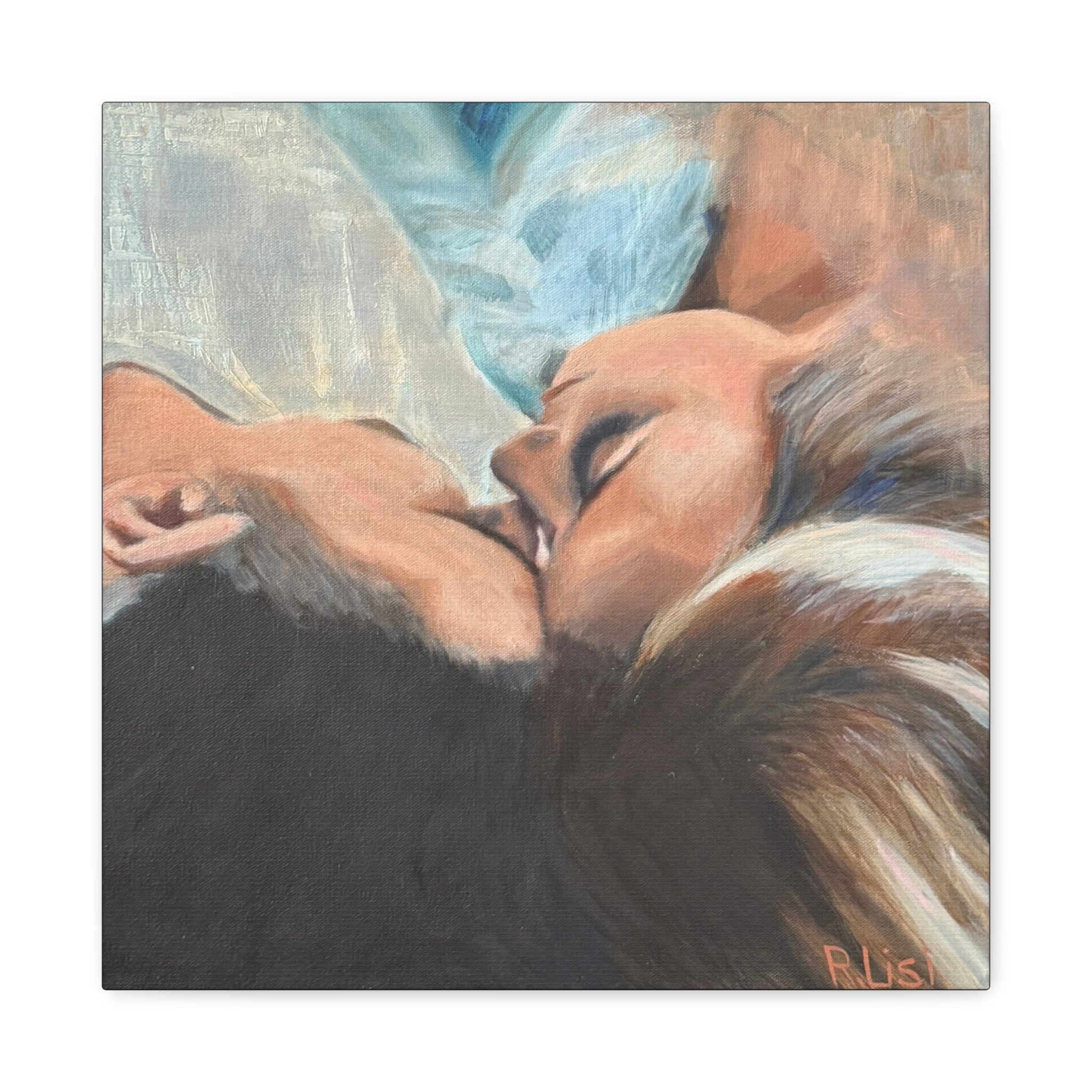 Boy Meets Girl – Eskimo Kiss | 16 x 16 Fine Art Canvas Print