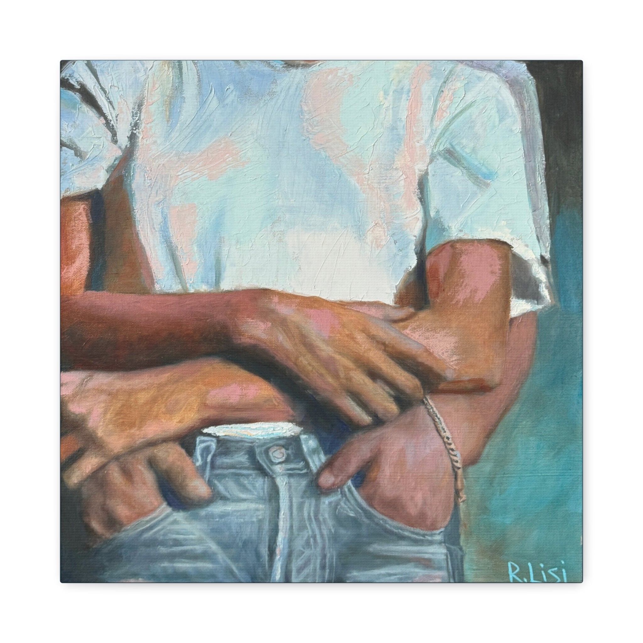 Boy Meets Girl – Pockets | 16 x 16 Fine Art Canvas Print